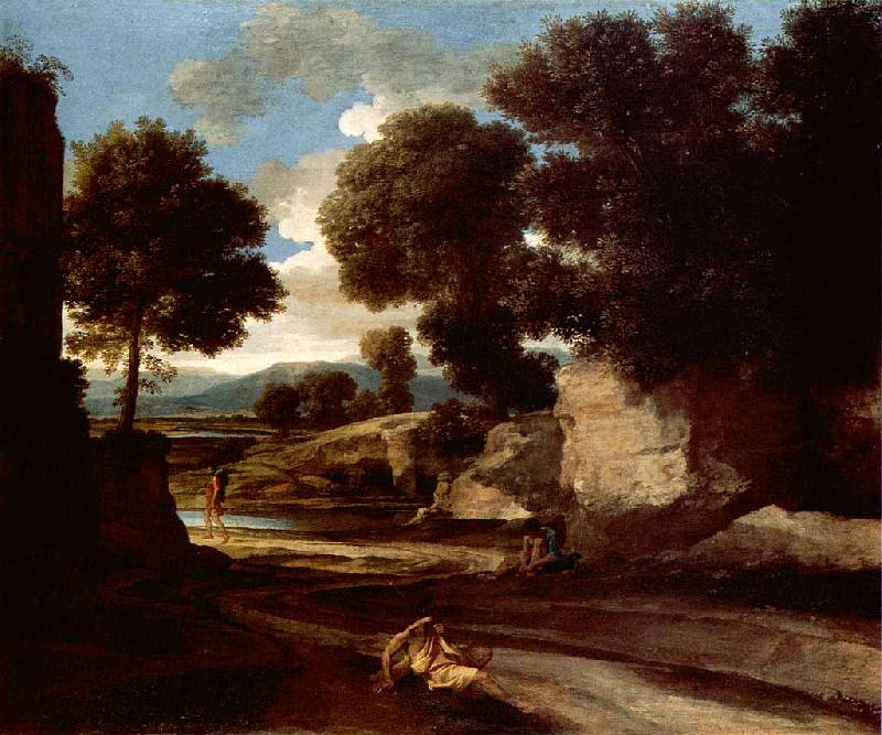 Nicolas Poussin Landscape with Travellers Resting Germany oil painting art